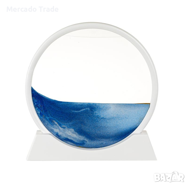 Декоративен 3D пясъчен часовник Mercado Trade, Със син пясък, 25см, снимка 1