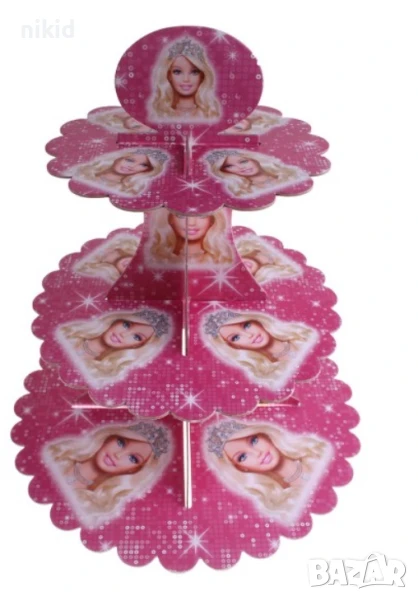 3 етажна Триетажна поставка стойка за мъфини Барби Barbie картонена кексче, снимка 1