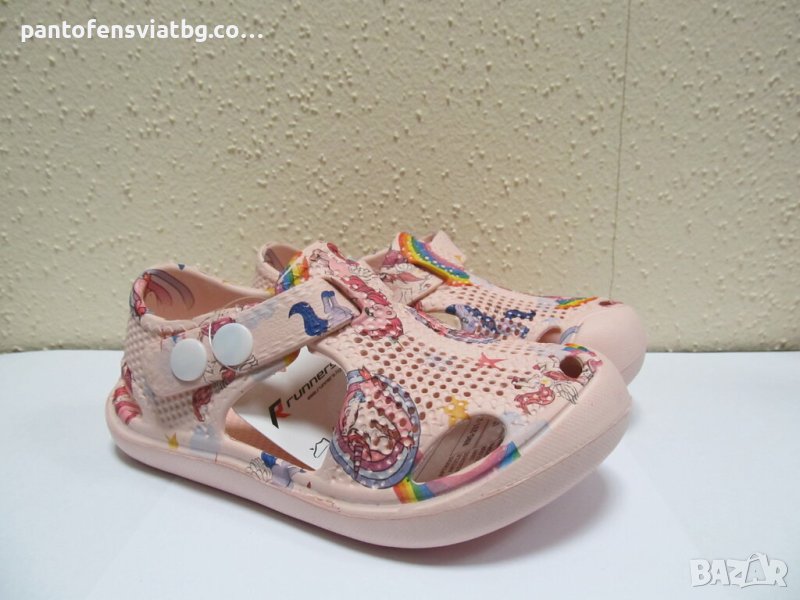 Детски гумени сандали RUNNERS розов принт 24/29, снимка 1