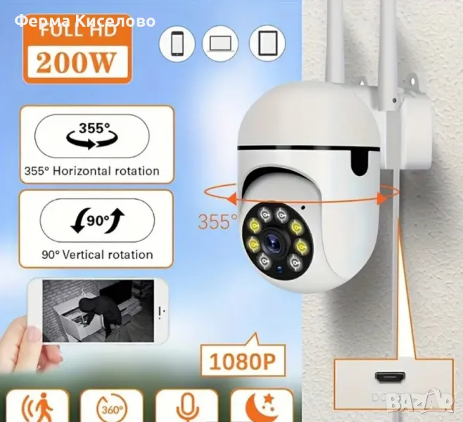 външна охранителна камера+карта памет 64гб, снимка 1