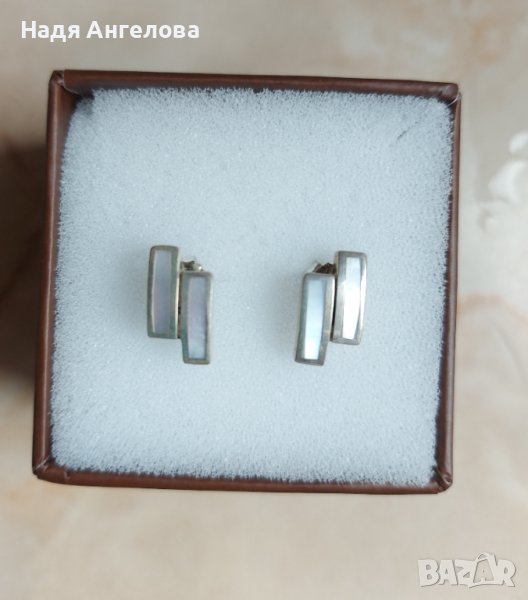 Сребърни обеци със седеф - 35лв., снимка 1