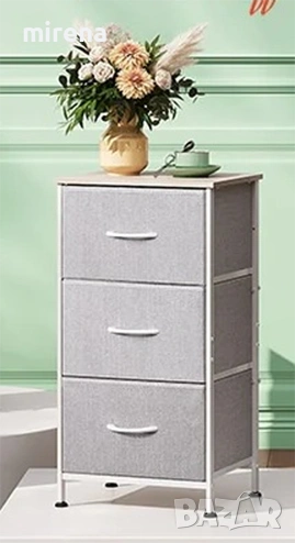 WLIVE Минималистично нощно шкафче с 3 чекмеджета и плат, снимка 1