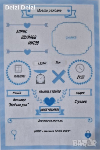 Персонализирани рамки за новородено , снимка 1