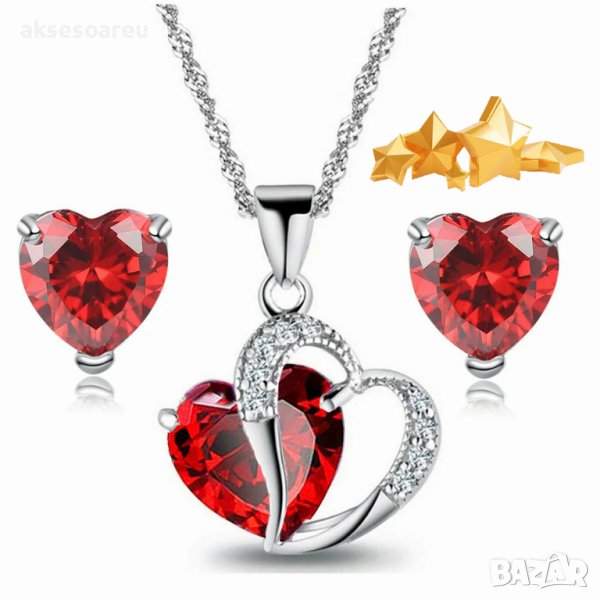 Колие със висулка сърце висулки от най-висок клас Модни сърца Кристални бижута за момичета Дамски би, снимка 1