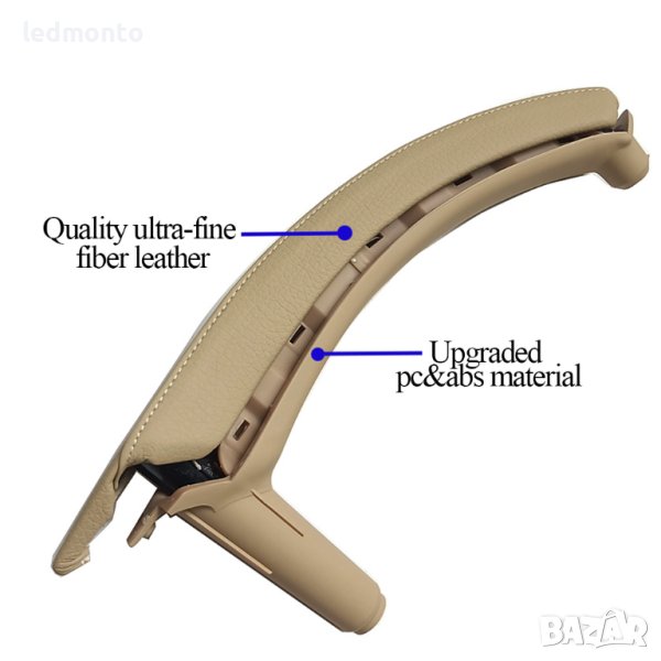 Лява и дясна интериорна дръжка на вратата с кожено покритие за BMW X5 X6 E70 E71 E72 , снимка 1