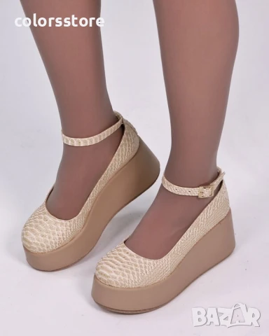 Обувки на платформа - бежов крок - FG25

