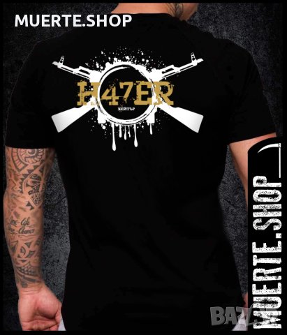 Черна тениска с щампа HATER, снимка 1 - Тениски - 41080528