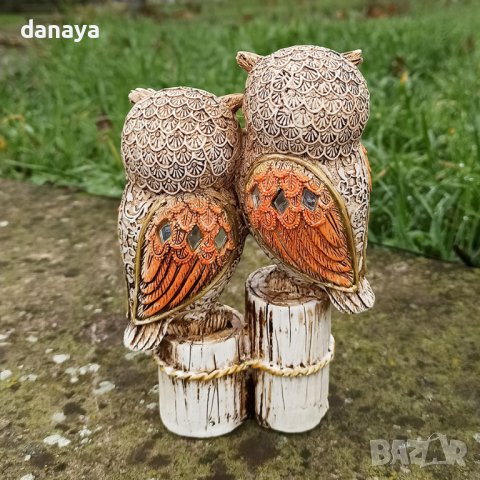 3328 Статуетка Бухали върху пънчета, 16см, снимка 3 - Декорация за дома - 38781423