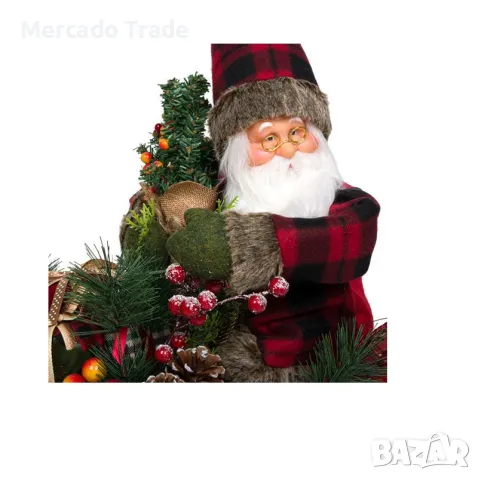 Коледна декоративна фигура Дядо Коледа с шейна Mercado Trade, 50см, снимка 2 - Декорация за дома - 47944488