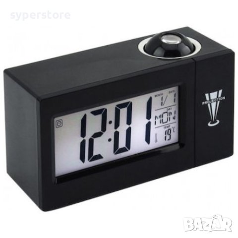 Часовник с проектор за таван Digital One SP00868 ds-3605, активира се с пляскане на ръце, черен