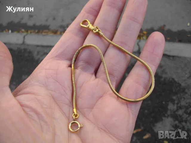 СТАР ПОЗЛАТЕН КЮСТЕК ЗА ДЖОБЕН ЧАСОВНИК, снимка 5 - Антикварни и старинни предмети - 48086429