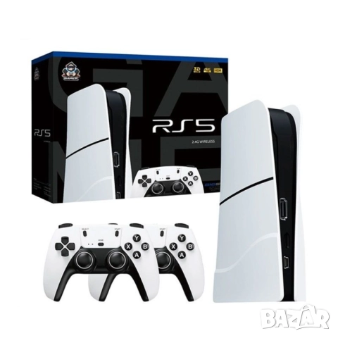 Игрална конзола RS5 – 4K Game Stick, 64GB, 46 000+ игри, 2 безжични контролера (2.4GHz)
