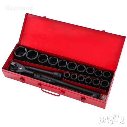 Професионално гедоре 21 части KraftWorld – ударни вложки до 50 мм + метална кутия, снимка 4 - Гедорета - 51465300