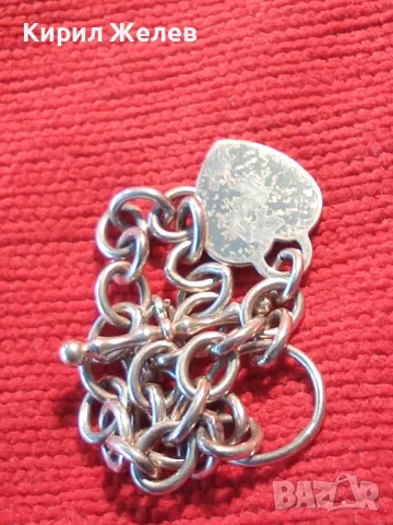 РОМАНТИЧНА ВИНТИДЖ АРТ СТИЛ СРЕБЪРНА ГРИВНА със СЪРЧИЦЕ СРЕБРО 925 с БЯЛА ПОЗЛАТА 47977, снимка 13 - Гривни - 48485678