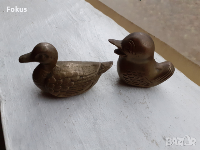 Лот от две стари бронзови пиленца статуетка фигура пластика, снимка 2 - Антикварни и старинни предмети - 36215162