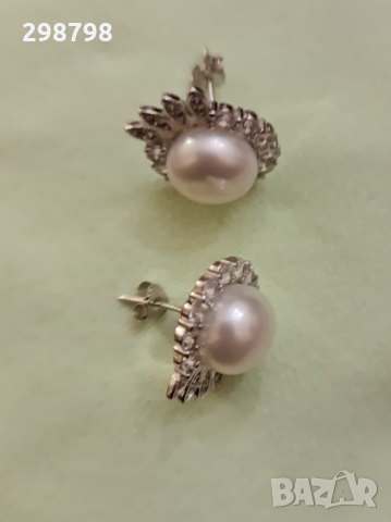 Дамски обеци от естествени перли и сребро, снимка 6 - Обеци - 36078975