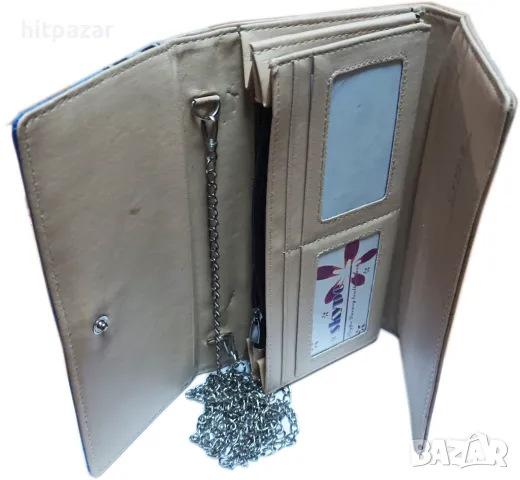 Портмоне дълго цветно с метални капси, снимка 2 - Портфейли, портмонета - 47393426