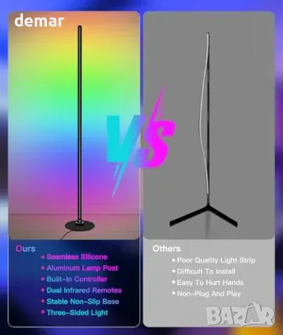 Смарт RGB LED подова лампа с WiFi и Bluetooth, 16 млн цвята, снимка 5 - Смарт домашни устройства (Smart Home) - 55871358