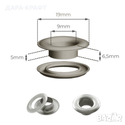 Капси с шайби - 3, 4, 5, 6, 8, 10мм - Злато, Антик, Никел, Оксид, снимка 7 - Други - 42225013