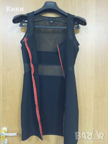 Черна мини рокличка с цип S размер, снимка 2 - Рокли - 40938114