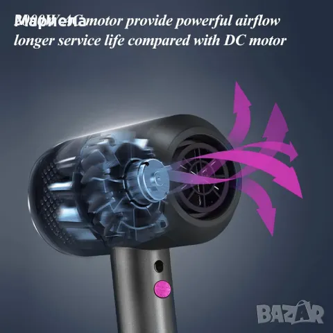 Йонен сешоар AC мотор / Професионален / Дифузер и 2 концентратора, снимка 4 - Сешоари - 47627356