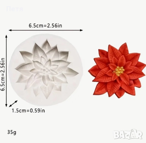 Силиконов молд Коледна звезда, снимка 3 - Форми - 52743122