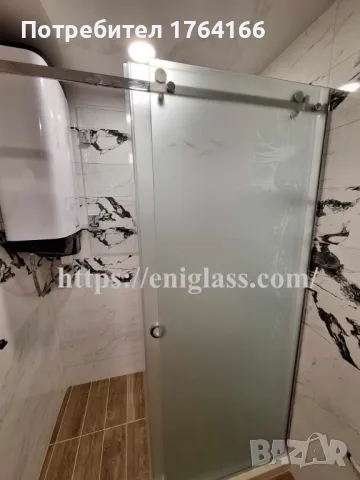 Стъклена душ кабина с плъзгаща система с матирано стъкло с поръчка от ЕНИ ГЛАС, снимка 1