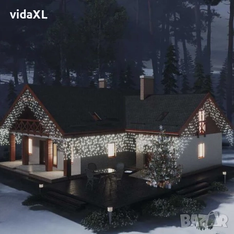 vidaXL LED завеса ледени висулки 10 м 400 LED студено бяло 8 режима(SKU:328911), снимка 2 - Други - 52639320