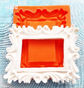 Правоъгълна Рамка стърчащи мотиви силиконов молд форма фондан гипс декор, снимка 3 - Форми - 44674124