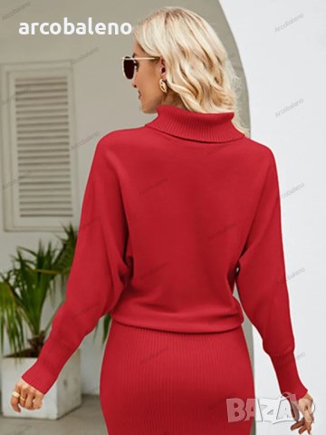 Дамска пуловерна рокля с дълги ръкави, 4цвята , снимка 4 - Рокли - 42643666