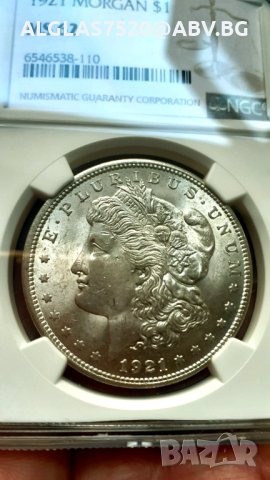 Сребърен Морган долар 1921г. MS 62, снимка 2 - Нумизматика и бонистика - 41579137