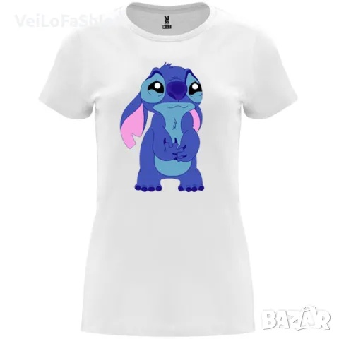 Нова дамска тениска със Стич - Sad Stitch в бял или черен цвят, снимка 3 - Тениски - 48876334