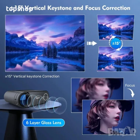 НОВ ТЕСТВАН Видео проектор Toperson HD Dolby WiFi Bluetooth 8000 лумена,1080P, снимка 2 - Плейъри, домашно кино, прожектори - 50556547