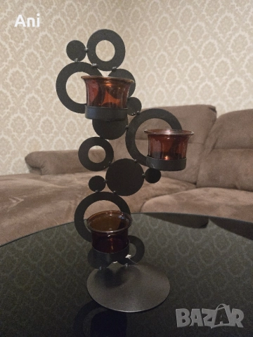 Страхотен свещник със стъклени чашки , снимка 3 - Декорация за дома - 52460067