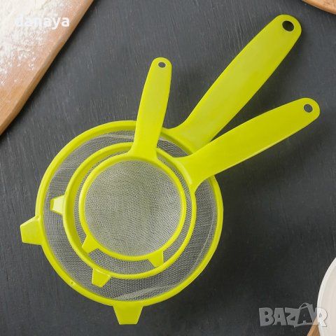 3831 Комплект кухненски цедки сито с дръжка, 3 броя