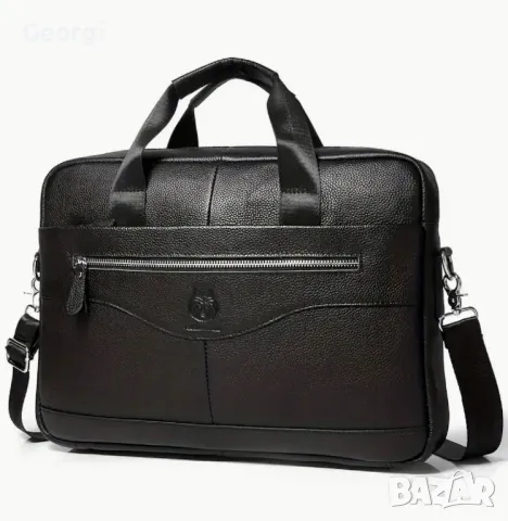 Мъжка ежедневно/функционална бизнес чанта (за лаптоп 15,6”) Естествена кожа!, снимка 7 - Чанти - 49281787