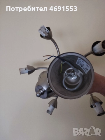 Сив метален полилей и абажур, снимка 2 - Полилеи - 52892151