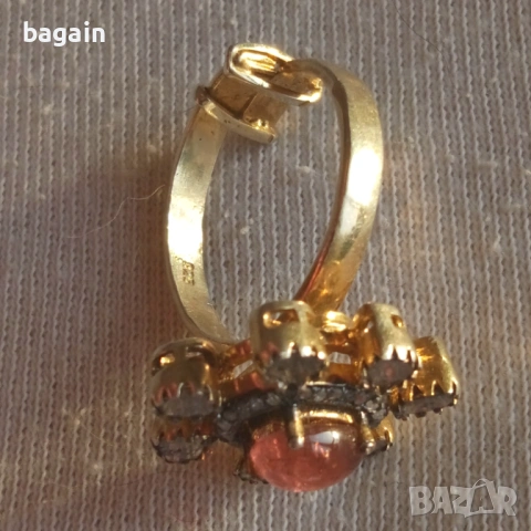 Диаманти и турмалин, сребърни пръстени с позлата., снимка 6 - Пръстени - 53602038