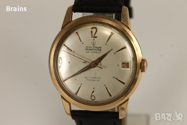 1960's ALLAINE Automatic 25 Jewels Швейцарски Позлатен Часовник, снимка 3 - Мъжки - 51951823