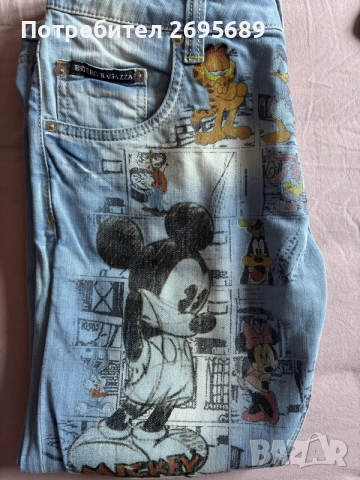 Дънки с Disney принт. Размер 28, снимка 3 - Дънки - 55777153