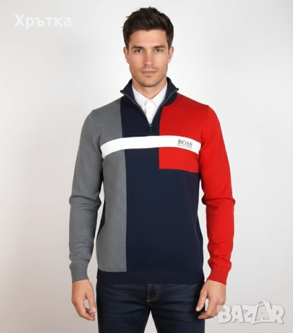 Hugo Boss Zelchior Pro - Оригинален мъжки пуловер с цип р-р M, снимка 2 - Пуловери - 52010062
