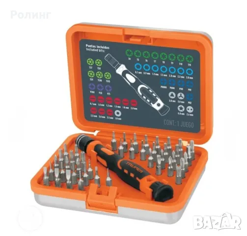 TRUPER комплект прецизна тресчотна отвертка за електроника с битове - 42 части/14163