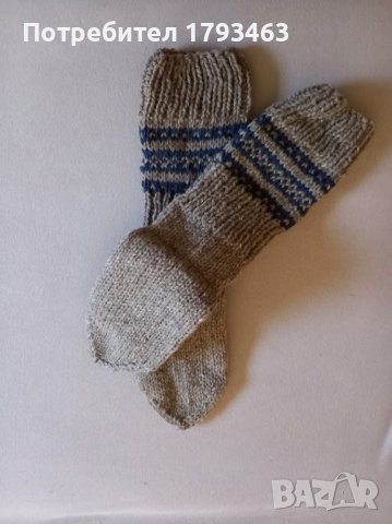 Ръчно плетени мъжки чорапи от вълна размер 38, снимка 2 - Мъжки чорапи - 41683362
