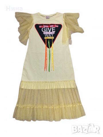 Жълта рокля Contrast , снимка 1 - Детски рокли и поли - 35870419