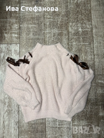 Кукленски универсален нежно розов мек гушкав пуловер 