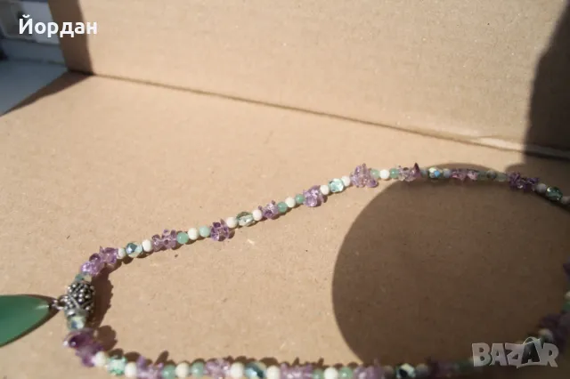 Дамско колие с аметист,планински кристал и ахат, снимка 3 - Колиета, медальони, синджири - 49862160