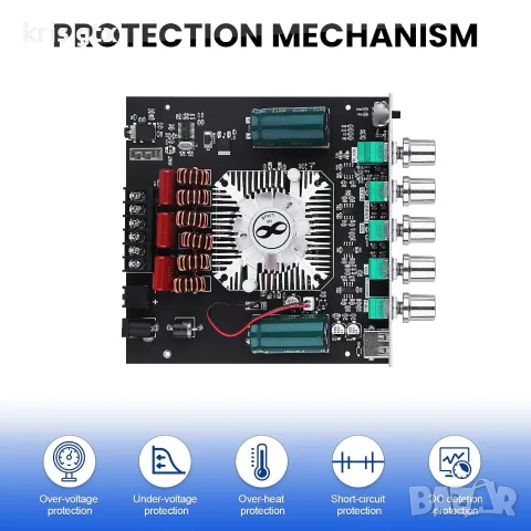 ZK-HT21 Bluetooth 2.1 канален аудио усилвател 160W×2+220W, снимка 6 - Ресийвъри, усилватели, смесителни пултове - 54754789
