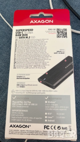 Кутия за външен SATA SSD диск AXAGON SuperSpeed USB-C, снимка 2 - Твърди дискове - 53139879