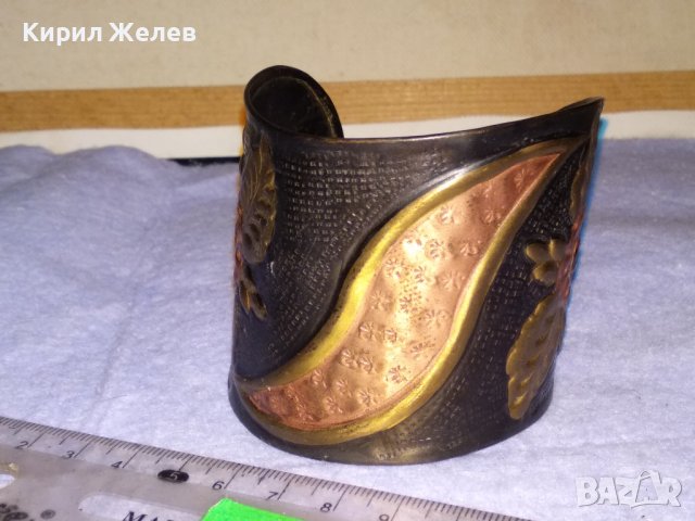 ПРЕКРАСНА РЪЧНО КОВАНА ЛАКИРАНА МЕДНА РЕТРО АРТ ГРИВНА с КРАСИВА ФЛОРАЛНА ОРНАМЕНТИКА 15874, снимка 4 - Гривни - 41202147