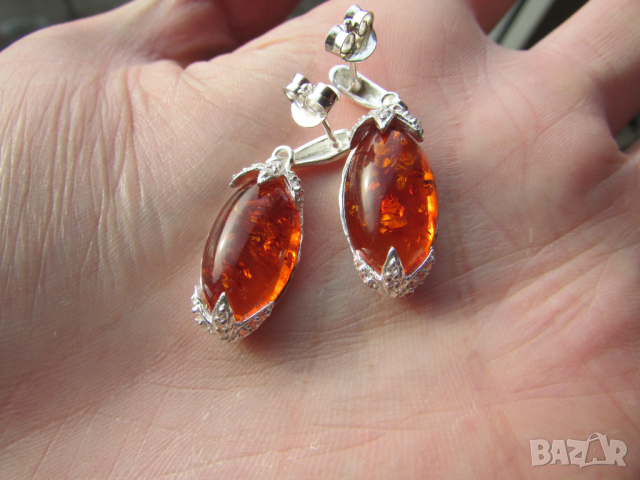 Обеци с кехлиба 6.7гр. подходящи за подарък, снимка 4 - Обеци - 44597097